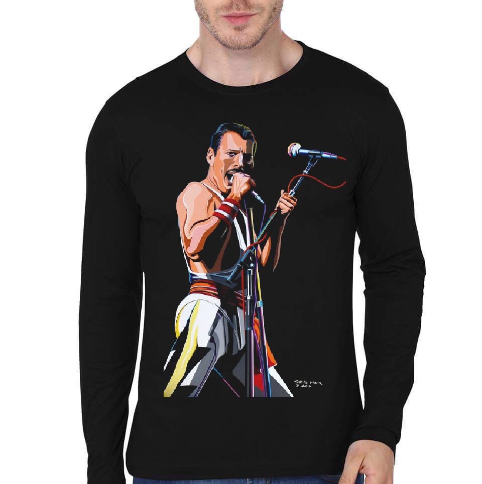 Queen - Freddie Mercury Black Full Sleeve T-Shirt