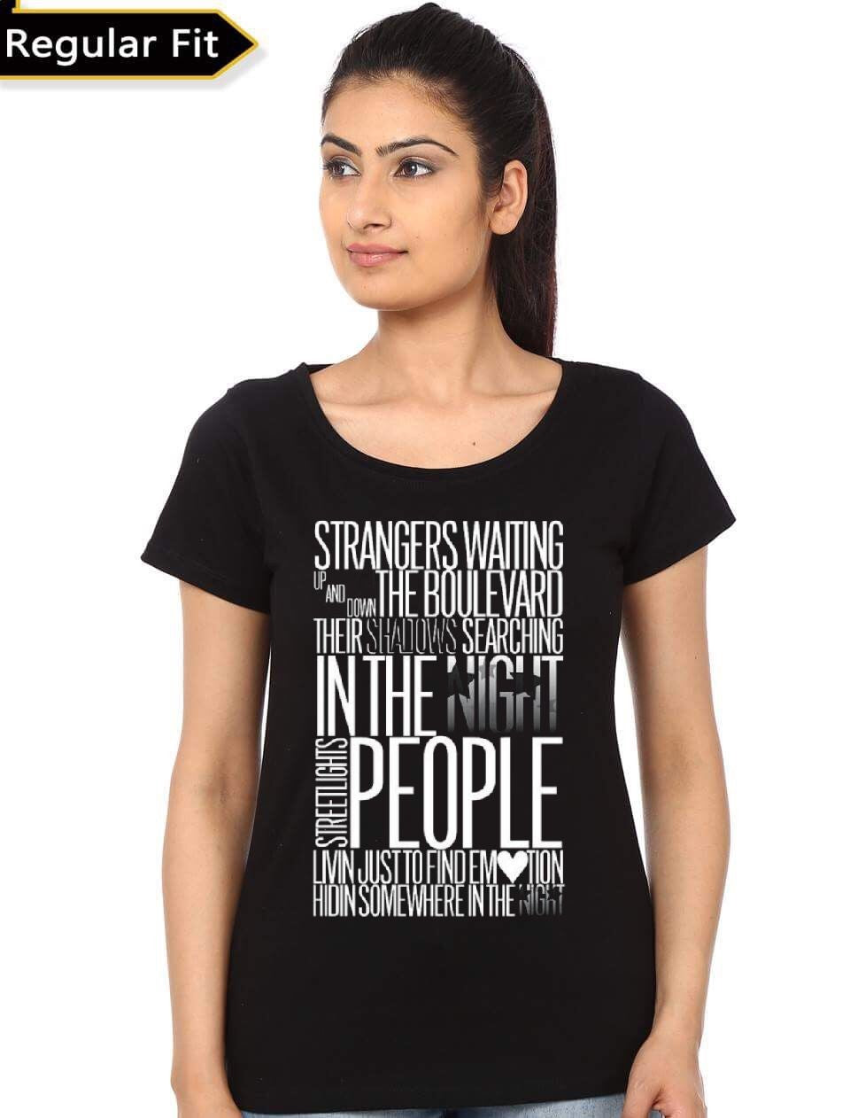 Strangers Waiting Girl's Black T-Shirt