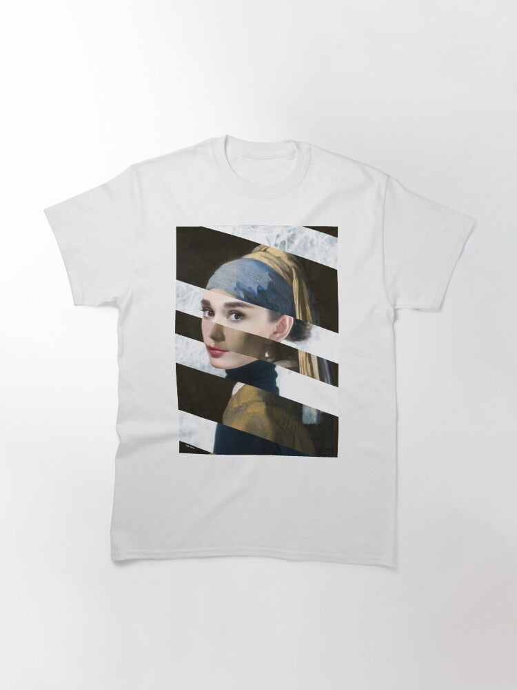 Poster Vermeer's "Girl with a Pearl Earring" & Audrey Hepburn Classic T-Shirt