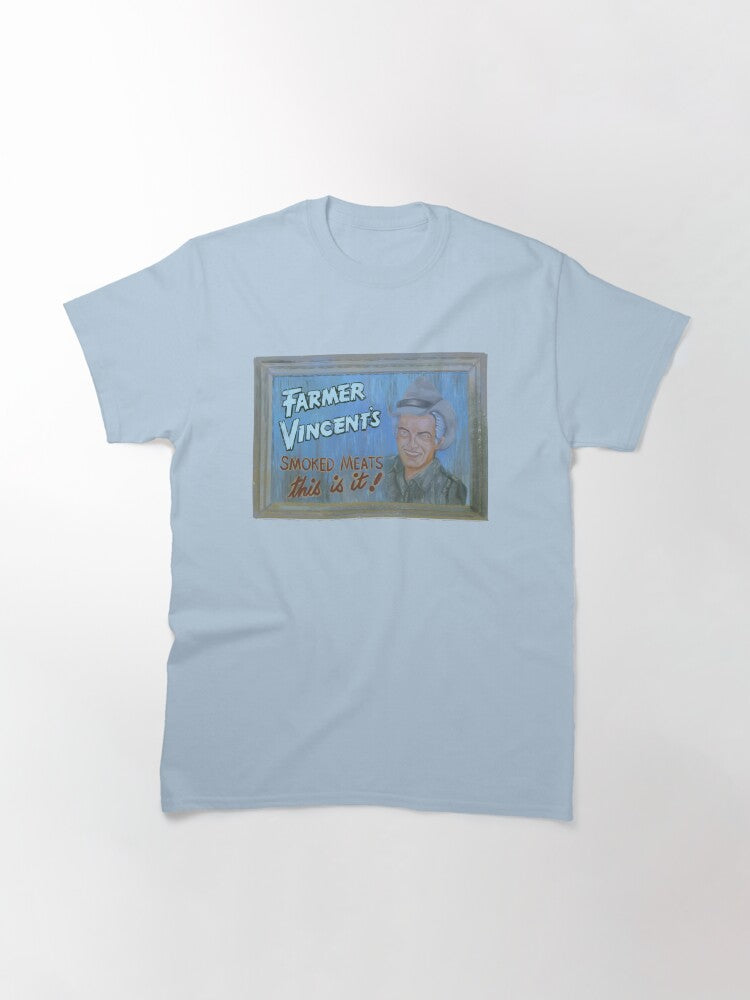 Motel Hell Inspired - Farmer Vincent’s Smoked Meats Billboard - B Movie Kitsch Fun Horror Fans Classic T-Shirt
