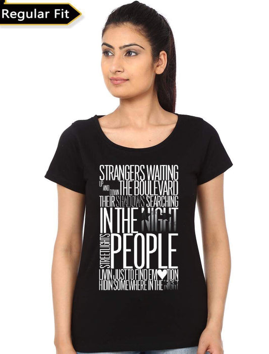 Strangers Waiting Girl's Black T-Shirt