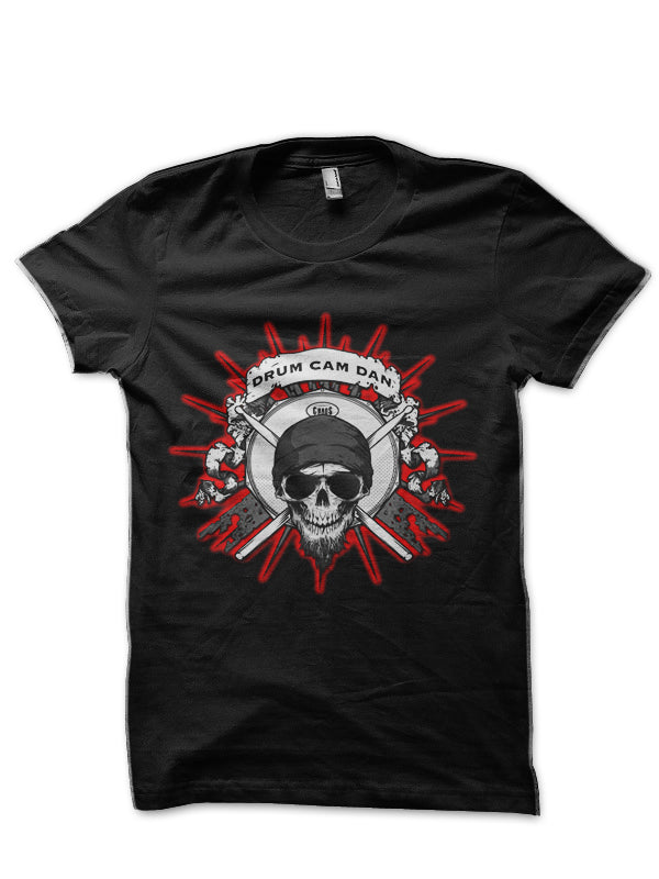 DrumCamDAN - FRONT Black T-Shirt