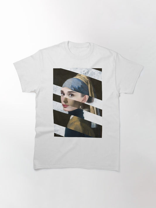 Poster Vermeer's "Girl with a Pearl Earring" & Audrey Hepburn Classic T-Shirt
