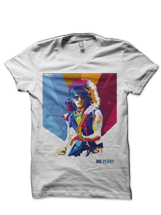 Joe Perry Half Sleeve White T-Shirt