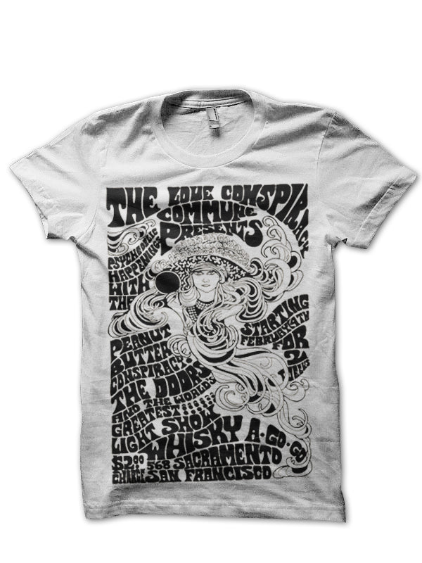 The Doors with Jim Morrison at San Francisco Concert Poster 1967 White T-Shirt
