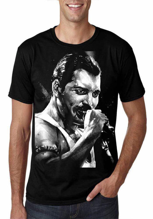 Retro Singer : Freddie Mercury Black T-Shirt