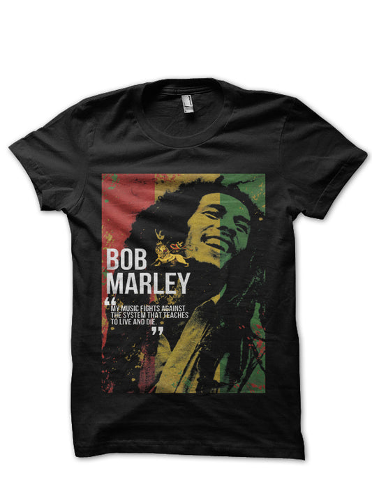 Bob Marley Music Fights Black T-Shirt