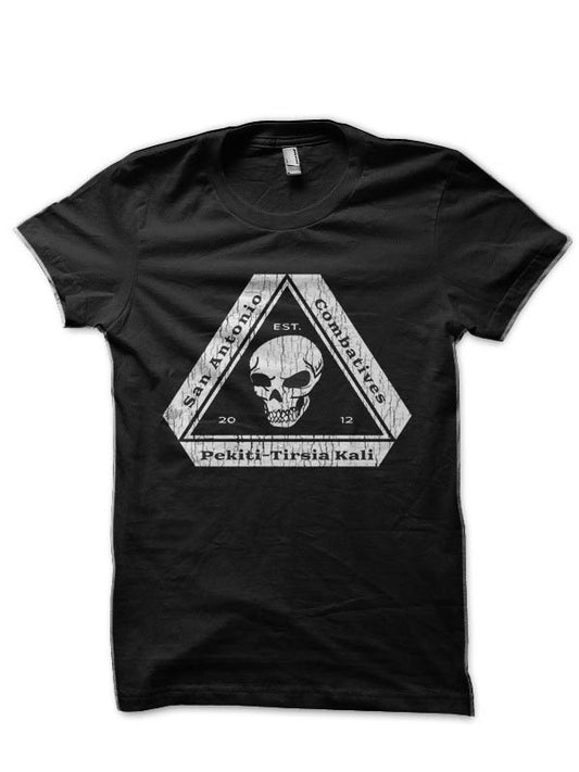 Upper Chest Left Saptk Modern Vintage Black Half Sleeve T-Shirt