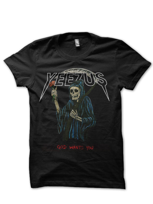 kanye West Half Sleeve Black T-Shirt